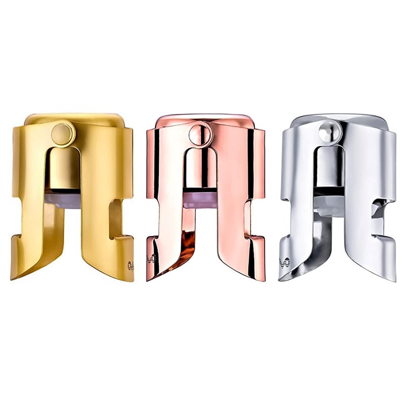 OWO Champagne Bottle Stoppers Stainless Steel, Reusable Champagne Cork & Saver Stopper, Leak Proof Prosecco & Sparkling Wine Plug, Bubble Retention Protectionï¼ˆRose Gold&Gold&Silverï¼‰ - Image 1